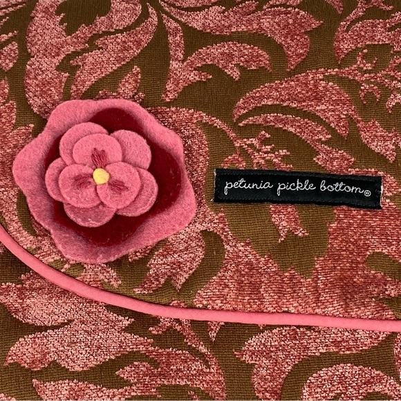 Petunia Pickle Bottom Daiper Bag Backpack Tapestry Velvet Floral Olive Pink - Picture 3 of 13